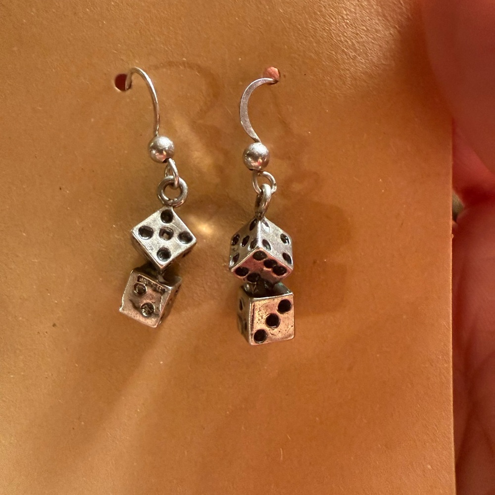 Source Unknown Metallic Dice Earrings View 2